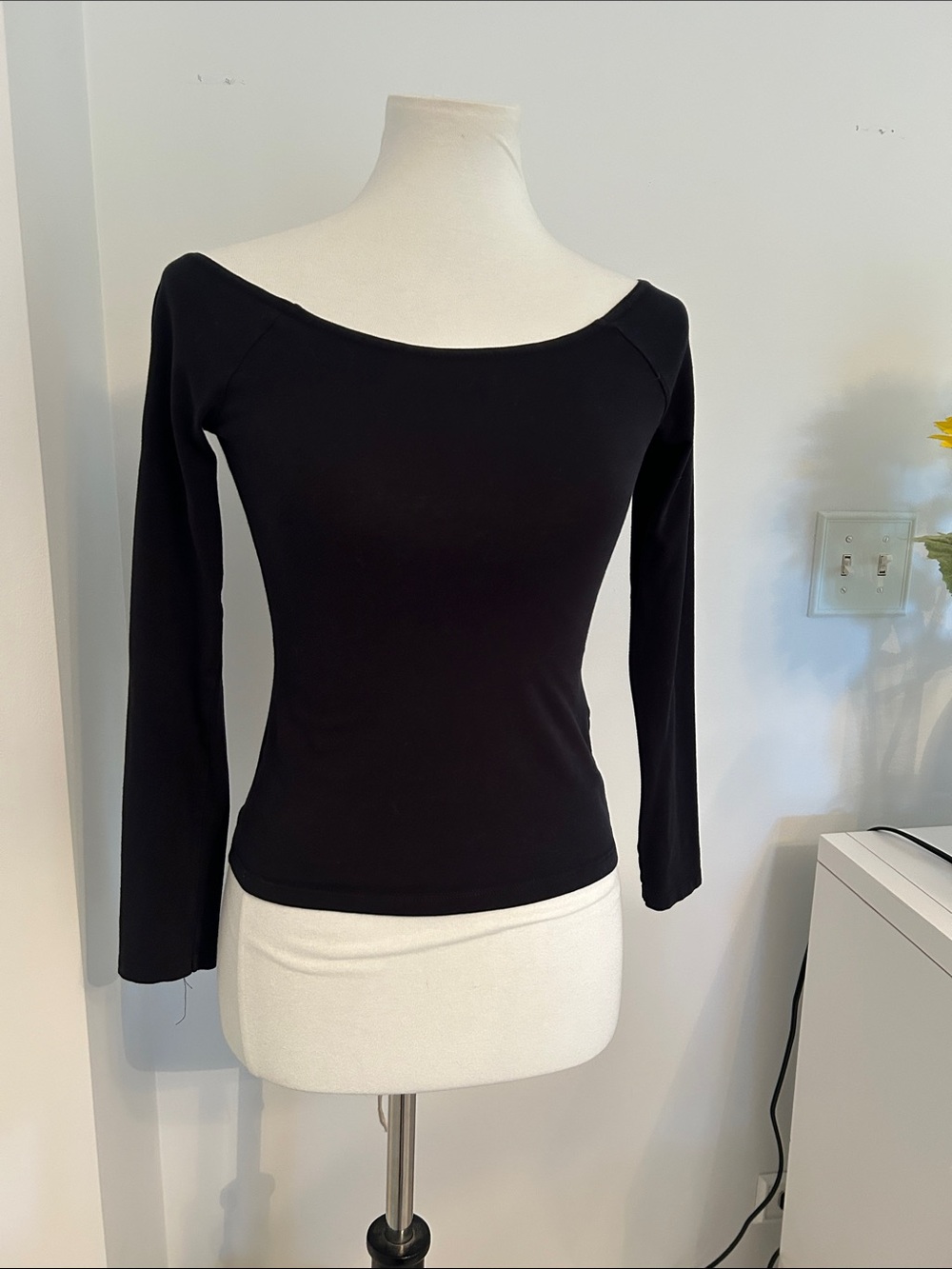 ASOS Black Off-Shoulder Long Sleeve Top